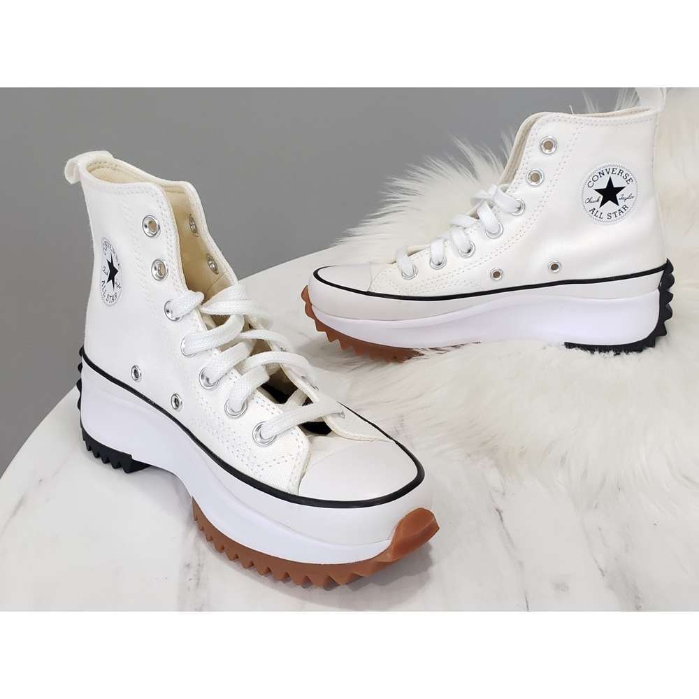 Women SZ 5 Converse Chuck Taylor Run‎ Star Hike Hi Platform Shoes White 166799C